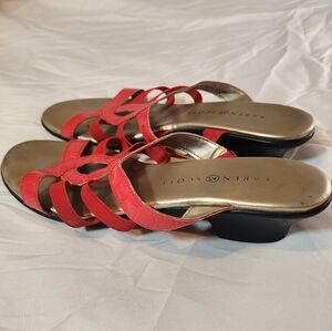 Karen Scott Red Strappy Low Heel Sandals 8.5